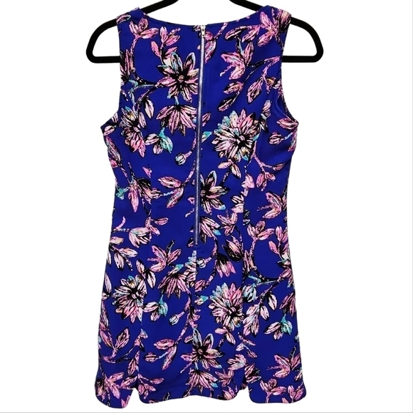 Tea & Cup Cobalt Blue & Pink Floral Shift Dress - Picture 9 of 9